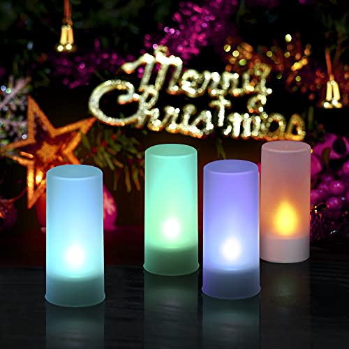 Topyond Bougies Chauffe-Plat Rechargeables sans Flamme à LED, 6 Couleurs changeantes avec télécommande, Bougies sans Flamme vacillantes pour la décoration intérieure, USB pour Une – Image 3