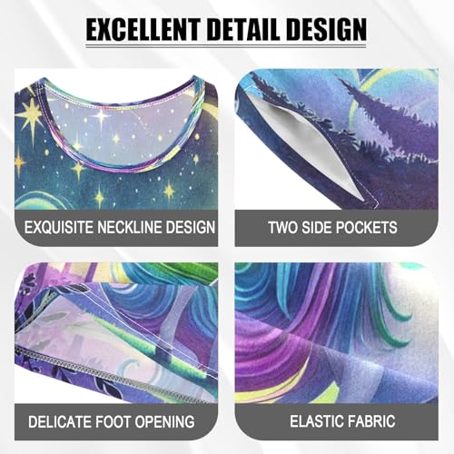 Unicorns Moonlit Night Pajama Set Short Sleeve Summer Pajamas Shorts Sets PJ Clothes Set Soft 5Y4