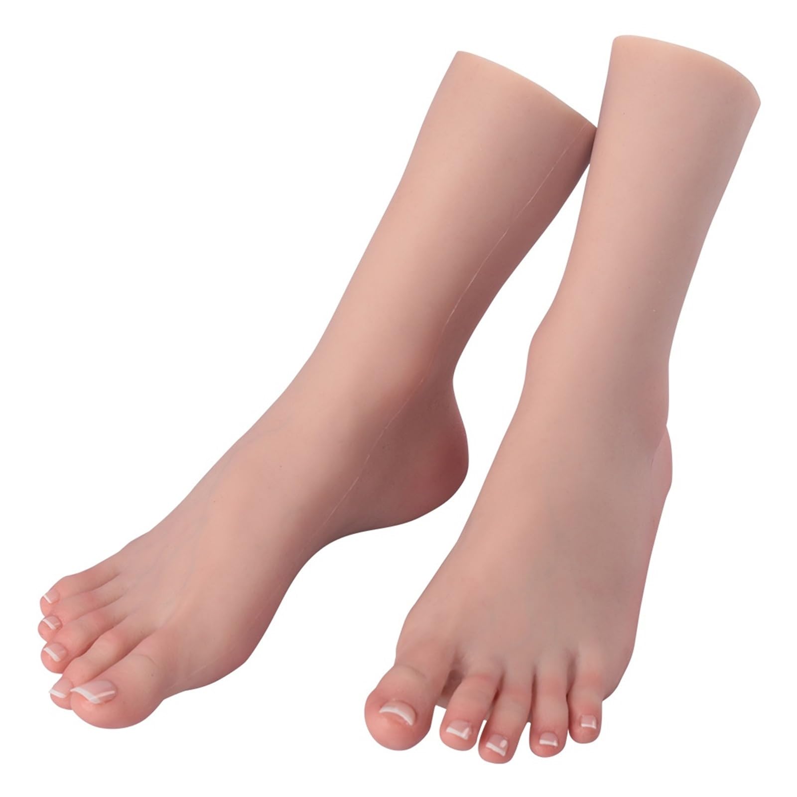 Realistic Silicone Material Female Hands Model Lifelike Hand Foot Mannequin For Art Jewelry Display(A pair of feet,Type A color 1)