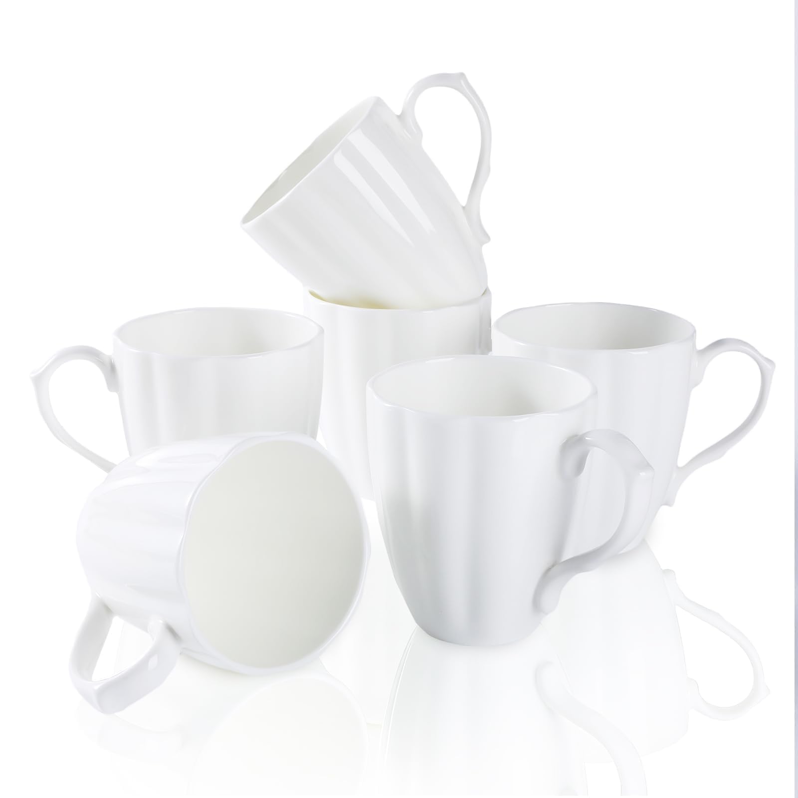 Juego de 6 tazas de café de porcelana fina (15 onzas), tazas con forma de calabaza, tazas de té de cerámica, regalo de bricolaje, festival, horno, microondas y lavavajillas