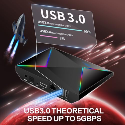 Image of Android TV Box 14.0,R69PLUS 4GB RAM 32GB ROM Android 14 Box,CPU Allwinner H728 &GPU Mali G57-MC1 Chipset Android Box,4K /8K Resolution Support 2.4G /5.8G Dual WiFi and Bluetooth 5.0 Smart Tv Box 2025