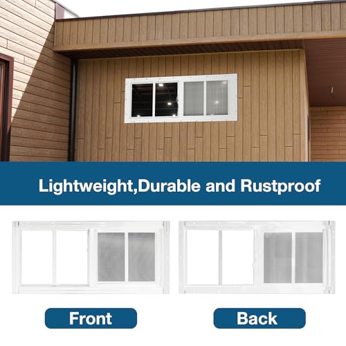Yuzzy Shed Windows 2 Pack, 10"x23" Sliding Windows Transom Window with Tempered Glass and Removable Fiberglass Screen for Shed, Chicken Coop, Playhouse, Household, Garage, Barns (White) by Yuzzy - Image 5