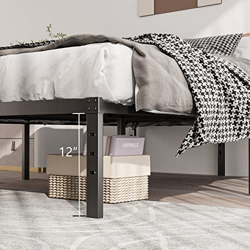Ziyoo California King Bed Frames, 3500Lbs Heavy Duty Steel Slat, 14 Inches Platform Bed Frame, No Box Spring Needed, Easy Assembly, Noise Free, Under Bed Storage Space, Black (Cal King) #TOP3