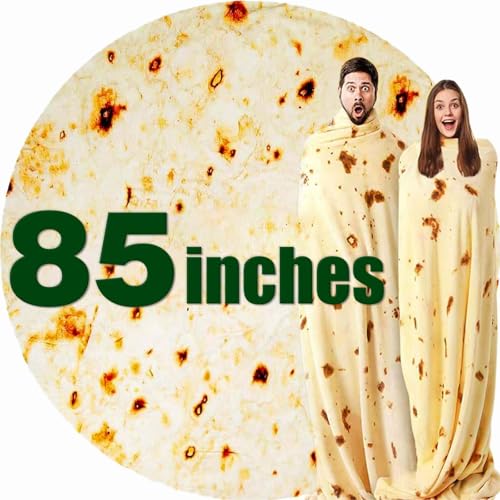 85in Burrito Tortilla Blanket White Elephant Gifts for Adults Useful Taco Throw Blankets Woemn Men Party Cool Stuff Novelty Gag Soft Fleece Wrap