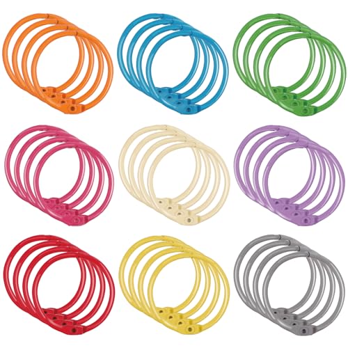 Image of Antner 36PCS Metallic Loose Leaf Binder Rings 1 4 /5 inch Colorful Book Rings, Metal Steel Loose Leaf Rings Keychain Key Rings Index Cards Rings Paper Rings for School Office, 9 Colors