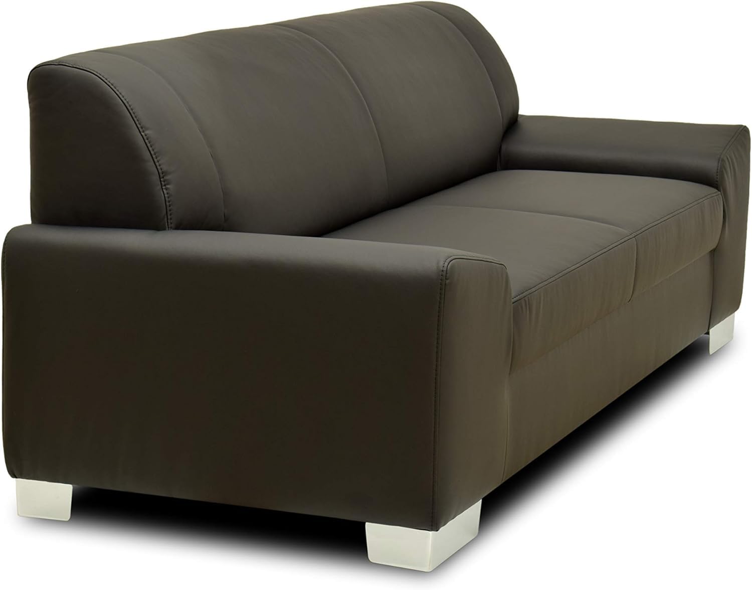 DOMO. collection Sofa Alisson, 3er Couch, 3 Sitzer, 3er Garnitur, Polstergarnitur 199 x 83 x 75 cm (BxTxH), in schwarz | 3 Sitzer aus Kunstleder mit Wellenfederung und Chromfüßen, 203 x 83 x 75 cm (BxTxH)
