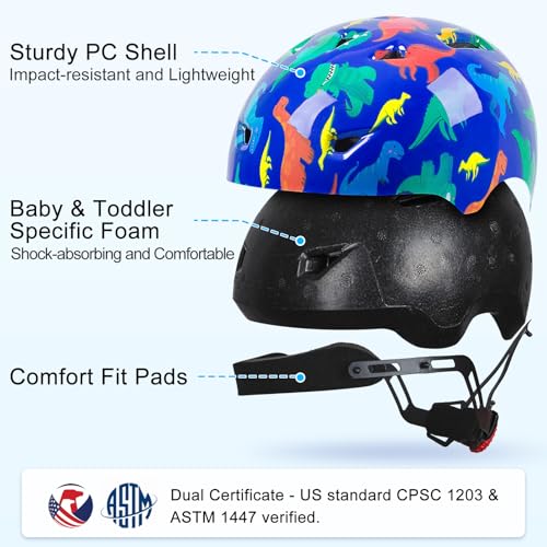 Image of Toddler Helmet, Baby Infant Kids Bike Helmet for Kids Age 1-3 /2-4 /3-5 /5-8 Adjustable Toddler Bike Helmets for Boys Girls for Scooter Skateboard Cycling