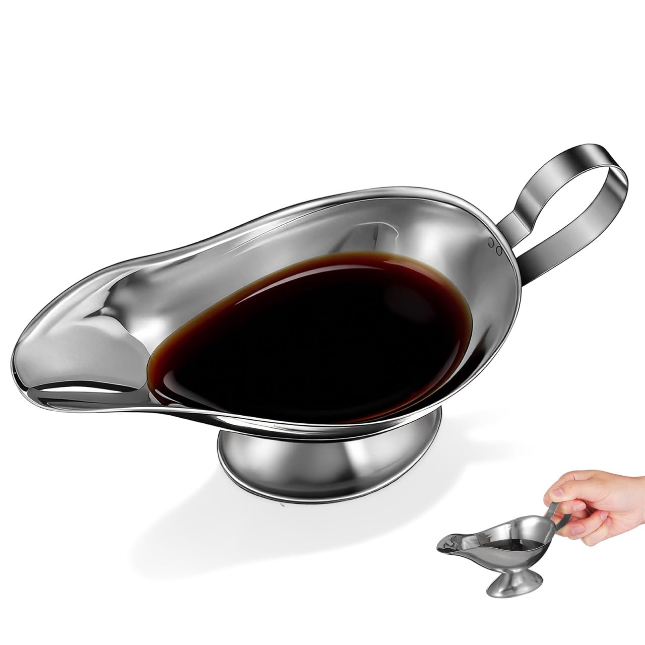 Saucière pour vinaigrettes et repas de fête Homoyoyo inox x2