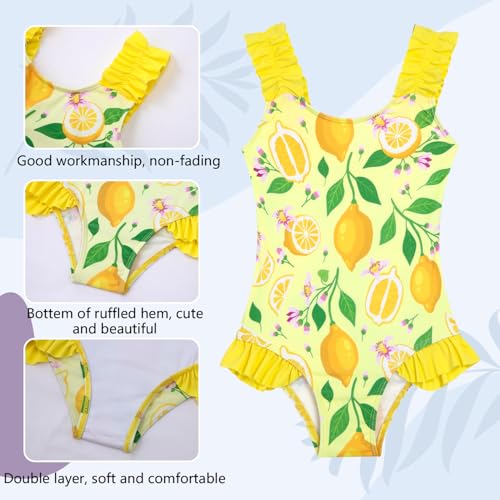 Image of XiaoMoSha Girls One Piece Swimsuit Ruffled Straps Bathing Suits Summer Swim Suit Quick Dry Beach Swimwear for Kids 3-10 Years