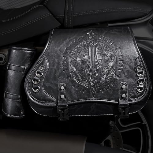 Alforjas para motocicleta para Yamaha V Star 250 2008-2024, alforjas impermeables de cuero PU con portavasos, bolsa de almacenamiento duradera para viajes miniatura 5