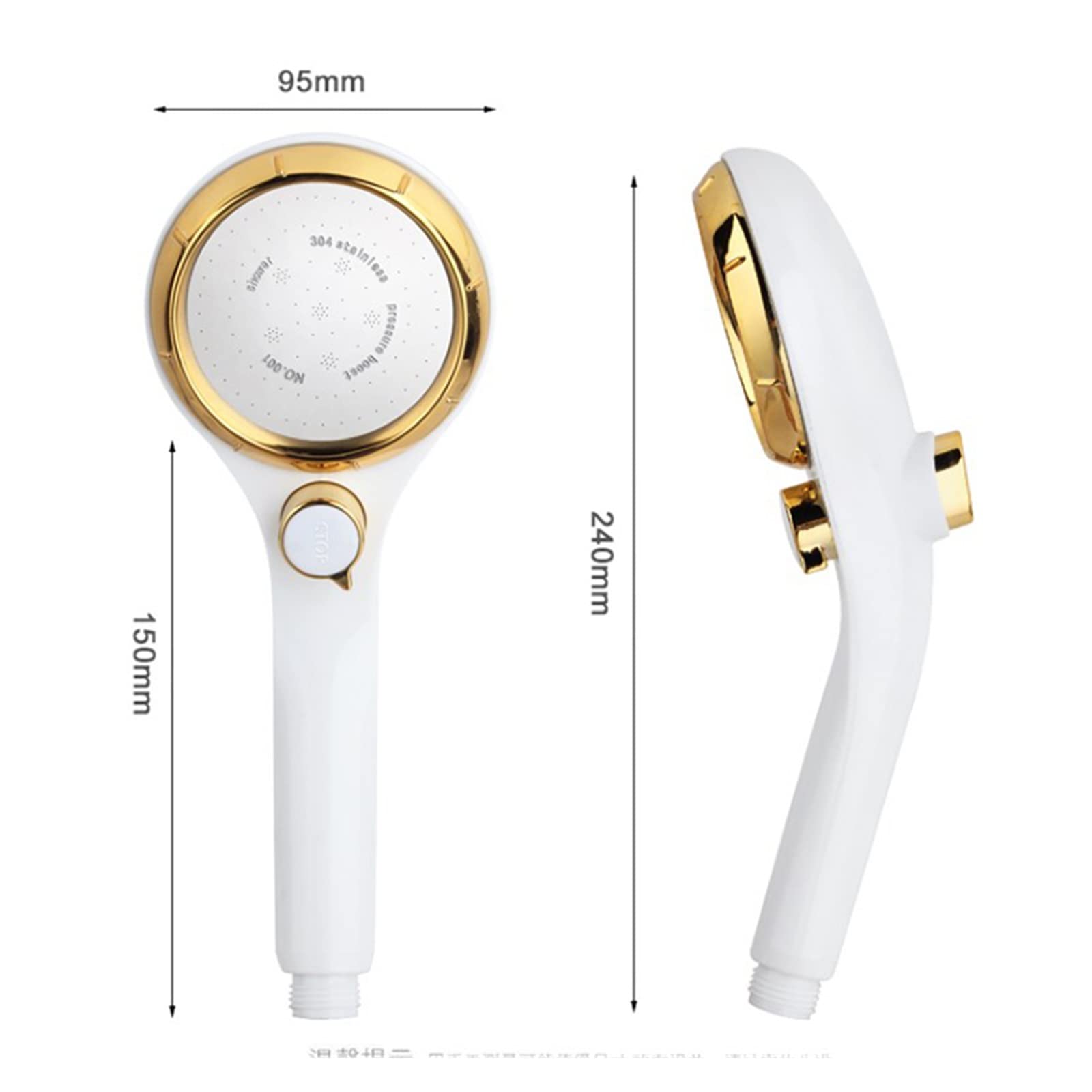 Soffione doccia 95mm Pannello grande Soffione doccia a mano Ugello per doccia Risparmio idrico Alta pressione Regolabile in continuo Pulsante di arresto Doccia