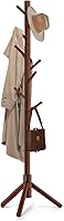 Freyawin Solid New Zealand Pine Freestanding Coat Rack with 8 Hooks, 3 Adjustable Heights up to 68.9", 53lbs Capacity for Entryway & Bedroom (Brown)