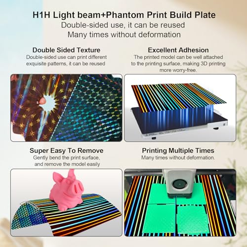 Image of IdeaFormer-3D Smooth H1H Build Plate for Bambu Lab A1 /X1C /X1 /X1E /P1S /P1P, Flexible Light Beam+Phantom H1H Spring Steel Plate 257x257mm for Bambu Labs Bed Plate