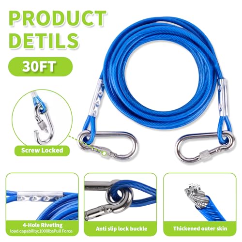 Dog Tie Out Stake and Cable for Outdoor, Dog Tether for Yard, 30ft Lead by MOLANZ - Used condition - Image 6