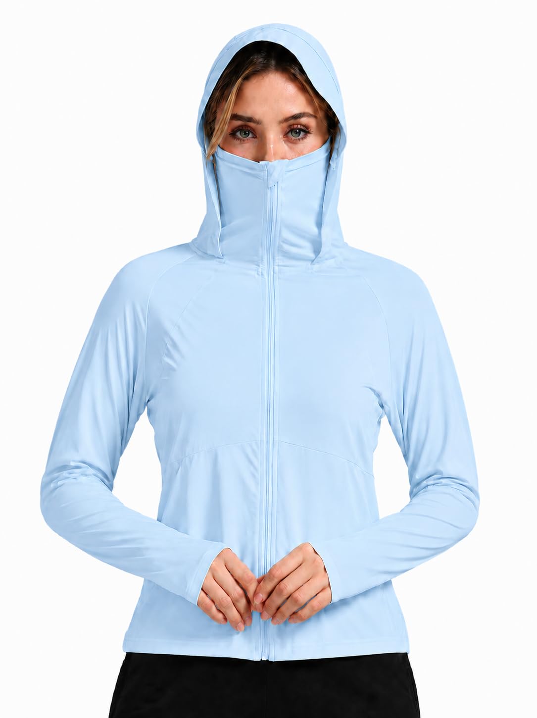 Women's UPF 50+ UV Protection Jacket, Lightweight Long Sleeve Sun Protective Clothing with Full Zip Hoodie, Outdoor Sunscreen Jacket for Hiking, Running, Cycling & Travel-picture-35