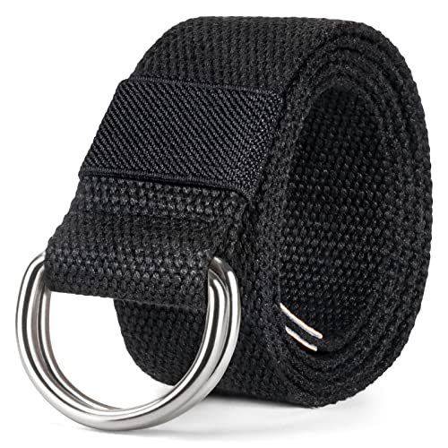 Image of maikun Mens Womens Canvas Belt, D-ring Buckle Cloth Fabric Belt for Men | 1 1 /2 Inch Wide Casual Belt for Jeans Pants Football