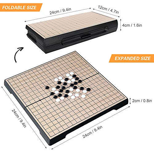 Domary Conjunto de jogos magnéticos Go 19x19 Conjunto de jogos de tabuleiro dobrável para viagem por