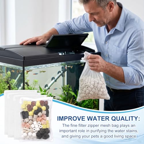 Image of Geiserailie 4 Pcs Aquarium Filter Media Bags 150um Zipper, 7.8 x 11.7 Inch