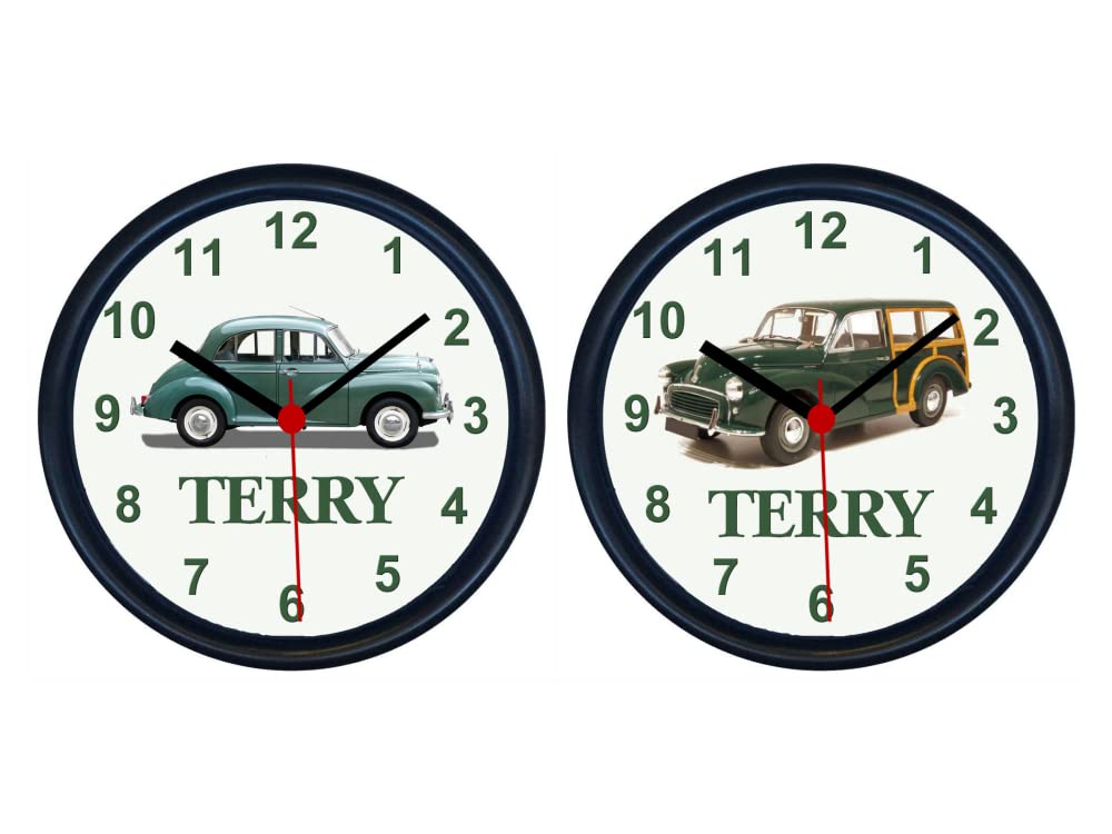 Key Expressions Black Personalised Classic Car Wall Clock For Morris Minor Enthusiasts (2 Designs - Saloon Or Traveller)
