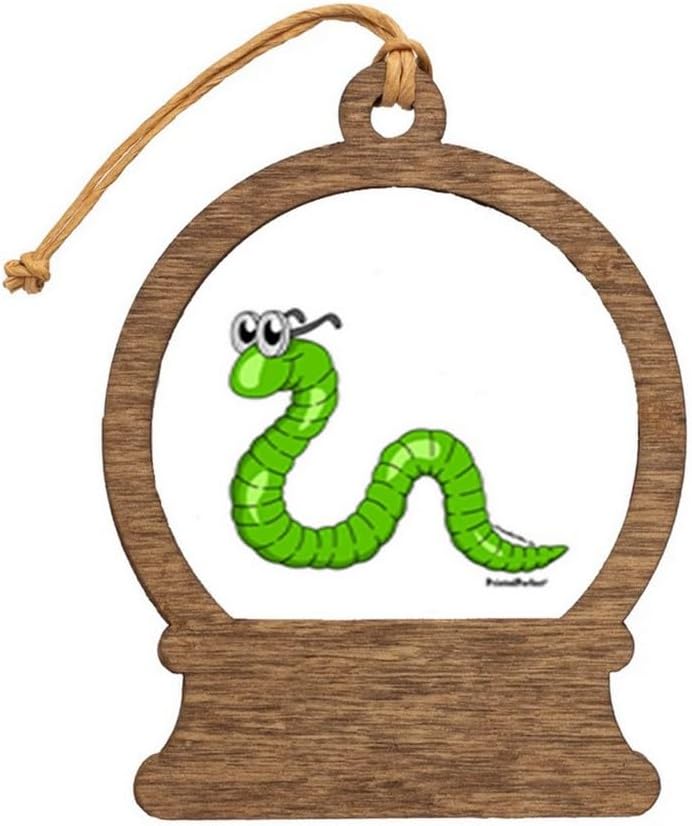 PrintedPerfection.com Personalized Bookworm - Male Wooden Snow Globe Shaped Christmas Ornament
