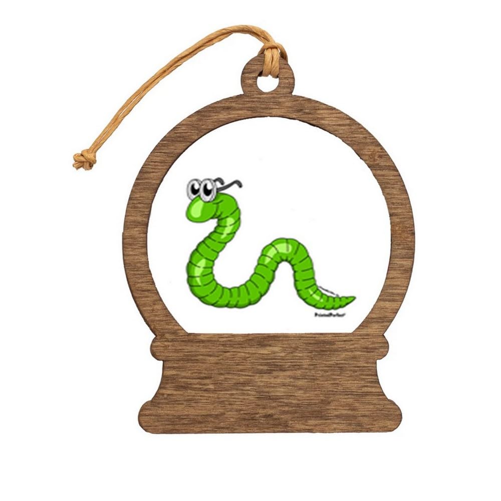 PrintedPerfection.com Personalized Bookworm - Male Wooden Snow Globe Shaped Christmas Ornament