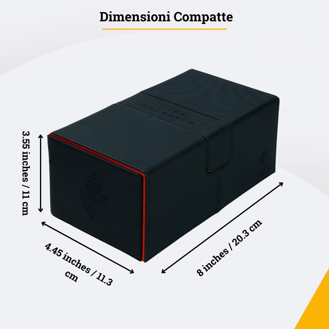 Card Guardian – Premio Double Deck Box capacita 200 Carte Collezionabili e Figurine - Grande - Deck Box Senza PVC (Nero)