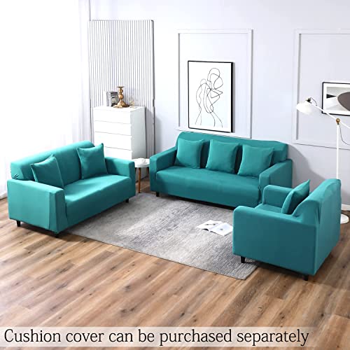 Image of HOKIPO 140 GSM Stretchable 5 Seater Sofa Cover, Dark Cyan (NEW-AR-4277-E7*2 + AR-4279-E7)