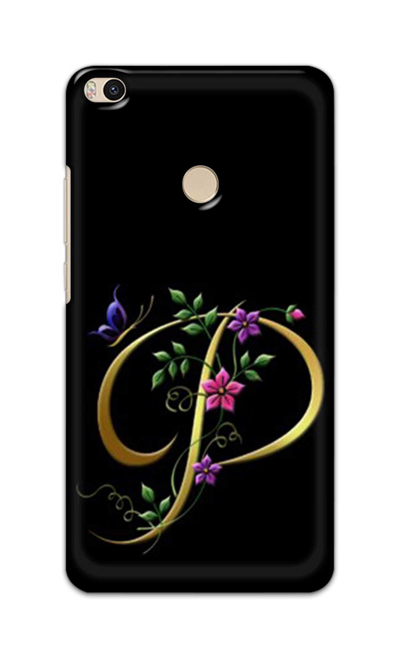 RGSVCases Name II Initial II Letter Alphabet P in Flower Printed Designer Hard Back Case Cover for Xiaomi Mi Max 2 (6.44") -(NT) RSV2017