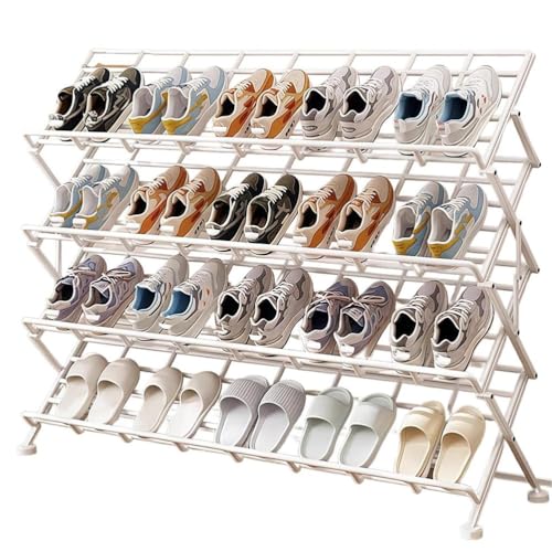 Zapatero de metal, organizador portátil plegable de pie, solución de almacenamiento de 3 a 6 niveles para armario, dormitorio, pasillo
