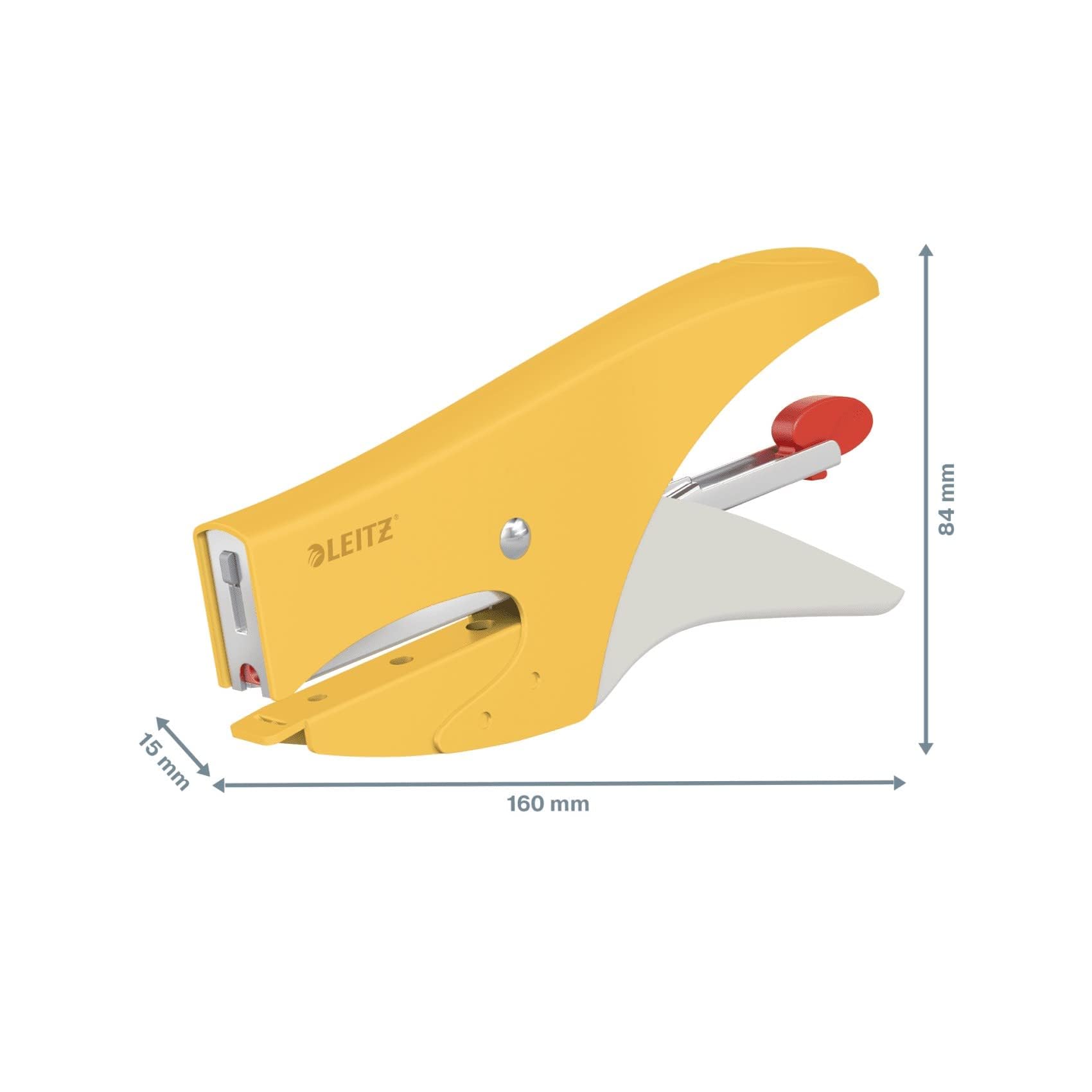 Leitz Cucitrice a Pinza, Capacità fino a 15 Fogli, Caricamento Posteriore, Include Punti P2 (No. 10), Gamma Cosy, 56450019, Giallo (Caldo)