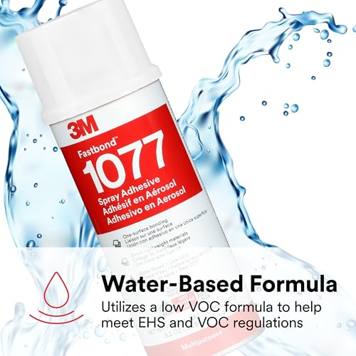 Image of 3M Fastbond Water-Base Multipurpose Adhesive 1077, Low VOC, Net Wt 8.2 oz | Neutral, 1 Can, Bonds Cardboard, Cork, Fiberglass Insulation, Wood