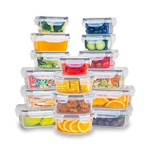 Redlemon Contenedores para Alimentos (16 Pz con Tapa Hermética), Recipientes Reutilizables Ecológicos para Almacenamiento, Microondas y Lavavajillas, Fácil de Limpiar y Libre de...
