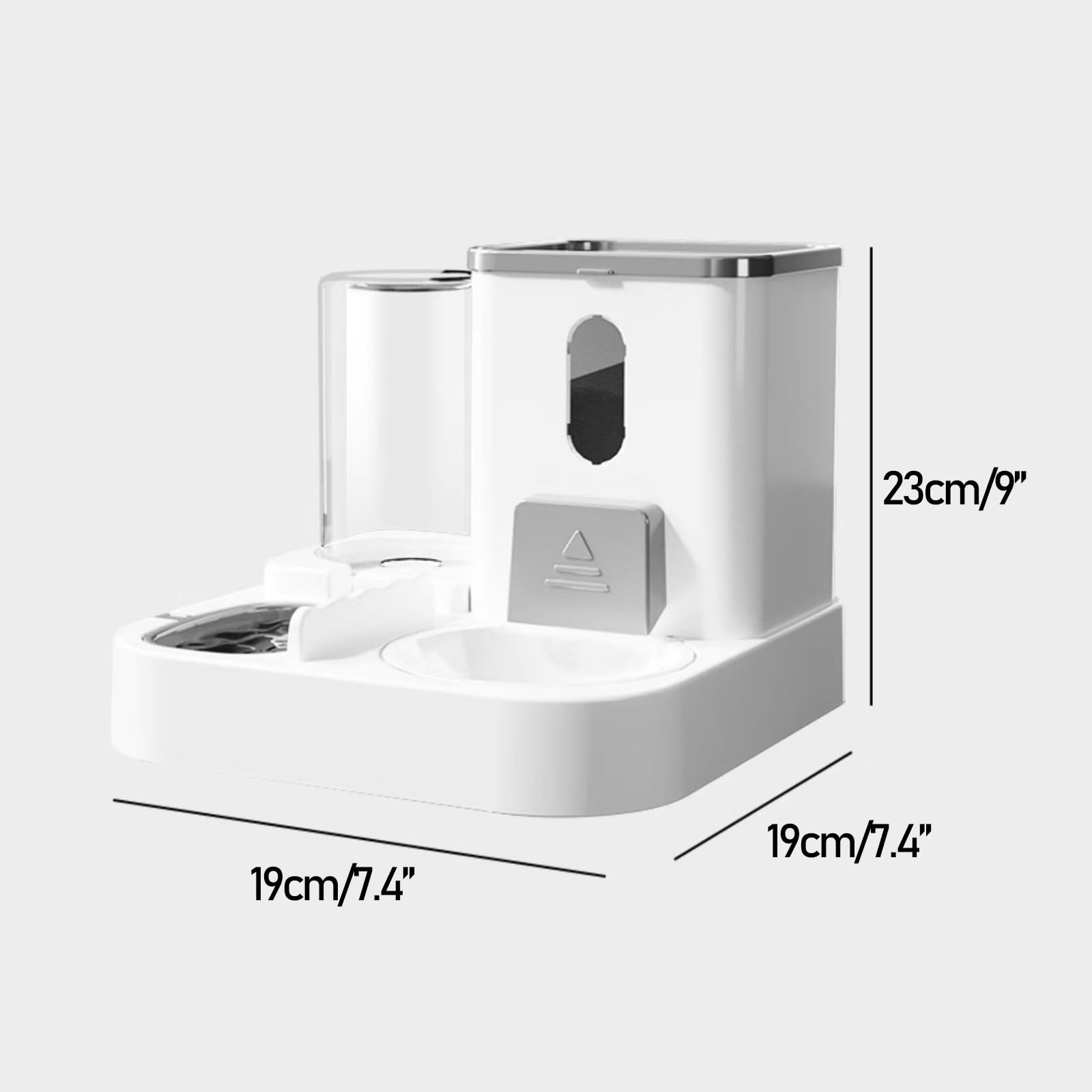 Comedero Gato - Comedero para Gatos con Cuenco de Cerámica, Comedero Perro Automatico para Gatos Pequeños y Medianos, Color Gris