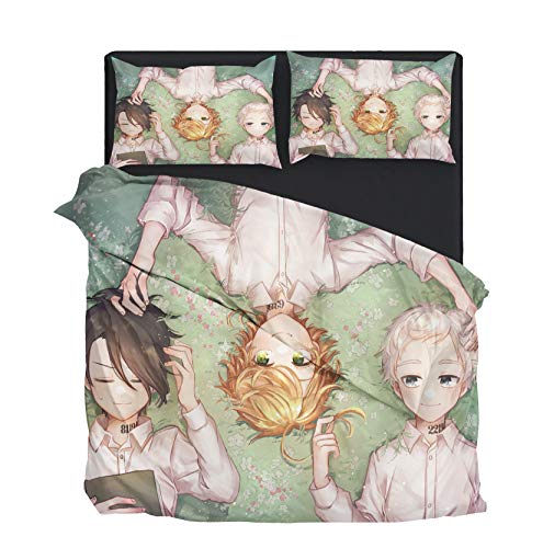 OUTOFGAS Anime The Promised Neverland Bedding Set Cartoon Comforter Cover Kids Colorful Printed Quilt Cover (No Comforter)