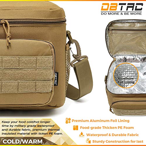 Dbtac Tactical Lunch Bag For Men Women, 12 Cans Insulated Lunch Box For Adult | 9L Leakproof Lunch Cooler Tote For Work Office Outdoor Travel | Soft Easy To Clean Liner X2, Tan #TOP4