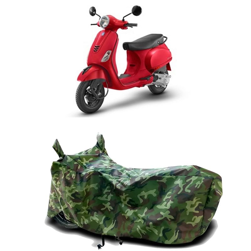 Image of DUFFEL-100% Heat Protection Two Wheeler Bike /Scooty Body Cover for Vespa Urban Club BS6 Water Resistance /UV-Rays /Birds Dropping /Scratchproof /Dust Proof /Waterproof[Green Jungle Print]