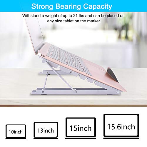Aigital Laptop Stand, Computer Stand for Laptop, Portable and 6+4 Adjustable Tablet Laptop Holder Stand with Hollow Heat Dissipation Design Compatible with 7-15.6 inches Laptop, IPAD, Cell Phone - Thumbnail 3