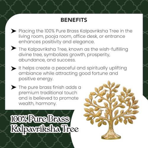 Image of Ekhasa 100% Pure Brass Kalpavriksha Tree of Life Showpiece with Gift Box | Vastu Decor Home Living Room Pooja Space Office Desk | Feng Shui Good Luck Religious Housewarming Griha Pravesh Gift
