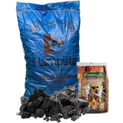 Sicignano | Carbone di Legna Ecologico 10 kg con Accendifuoco Magnum 75 Pezzi - Combustibile Naturale per Barbecue Grigliate - Facile Accensione Senza Fumi Non Tossico - Ideale per Cottura Sostenibile
