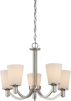Nuvo Lighting 60/5925 Laguna 5 Light 100W A19 max. Medium Base Chandelier with White Glass, Aged Bronze