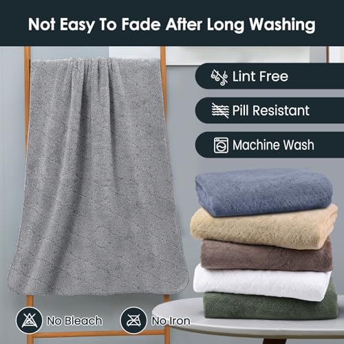 Image of JML Luxury Hotel & SPA Bath Towels (2 Pack, 30 inchx60 inch) - 350GSM High Density Fleece Towel Sets - Super Soft and Absorbent, Lint Free, Fade Resistant Bath Towel (Pack of 2-GreyGrid)