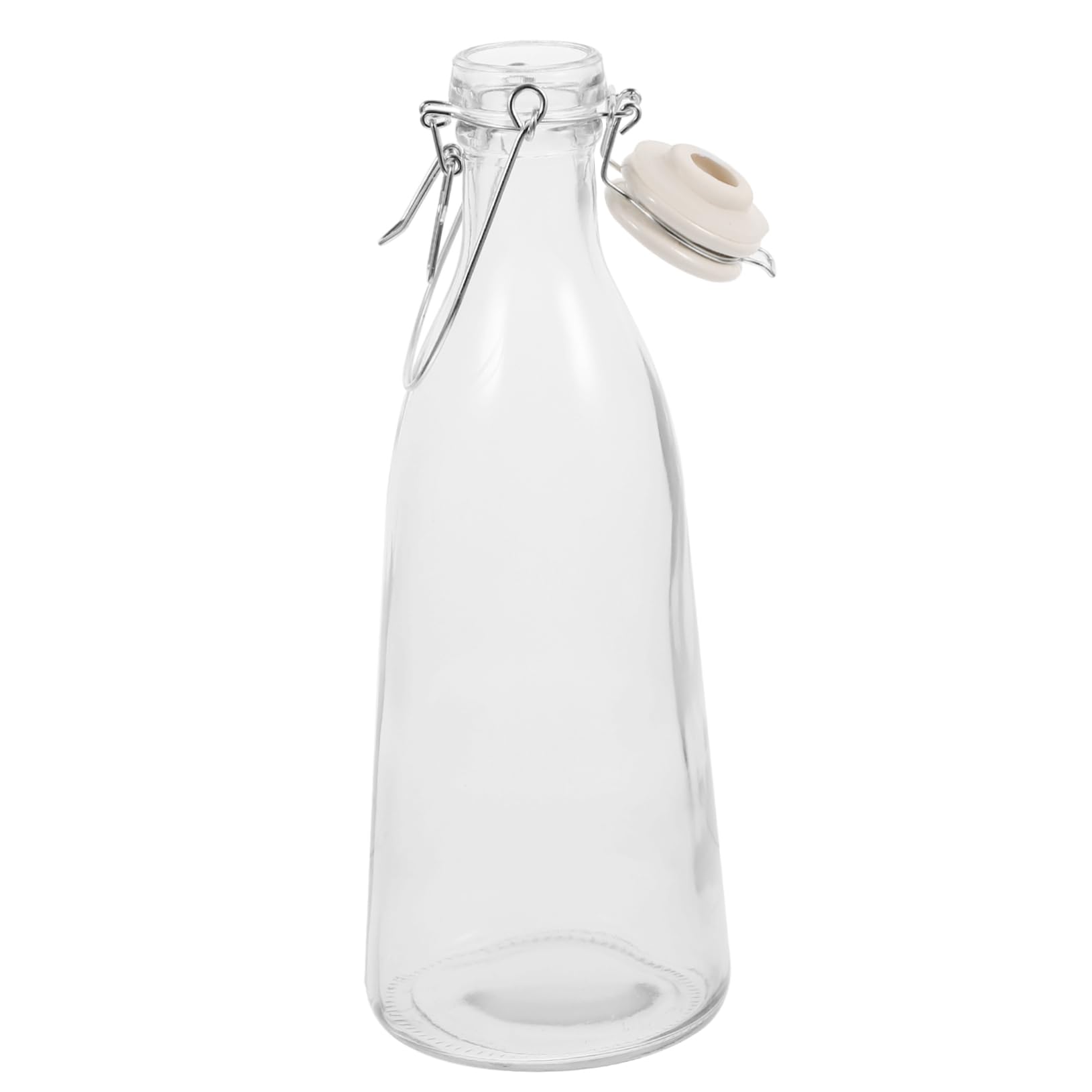 Mikinona Transparente Glasflasche 1000ml mit Verschluss, Auslaufsicher