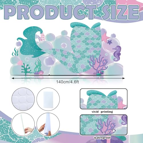 Image of DoubleFill 4.6 ft Mermaid Tail Cardboard Cutout Stand up Life Size Under the Sea Ocean Theme Party Decorations Backdrop Mermaid Tail Photo Booths Prop Standup for Ocean Themed Birthday Party Supplies