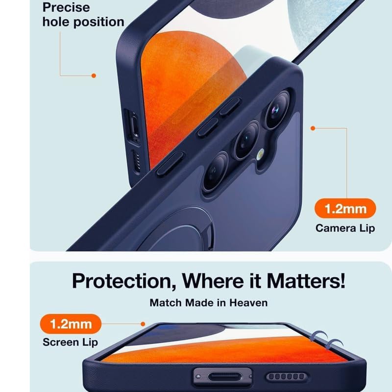 Image of AIBEX Back Cover Compatible for Samsung Galaxy S24 Plus 5G MagSafe Compatible with OStand Ring Kickstand Magnetic Metal Alloy Ring | Wireless Charging | Slim Scratch Resistant Armor Shockproof - Blue