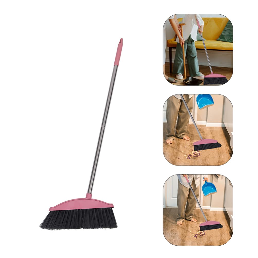 PRETYZOOM Heavy Duty Broom Stainless Steel Broom 2pcs Sweeping Brooms with Long Handle Outdoor Indoor Commercial Broom Wide Angle for Home Courtyard Garage Kitchen Office Floor Broom Stick