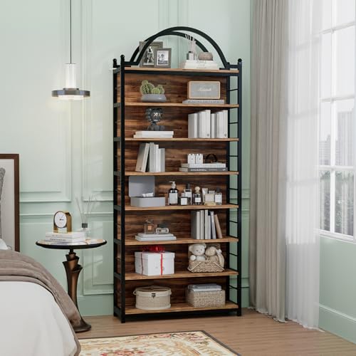 MUVJUG CD Storage Rack Holds 400+ CDs, 8-Tier CD DVD Storage Tower Organizer, Large Media Storage Shelf with Adjustable Feet for Living Room Bedroom Home Entertainment, Rustic Brown