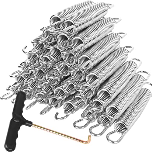 40Pcs 5-1/2” Trampoline Spring Replacement, Stainless Steel Replacement Spring for Trampoline, High Tensile Silver Wire Springs Set with Durable T Hook Fit Skywalker JumpKing Upperbounce Skybound