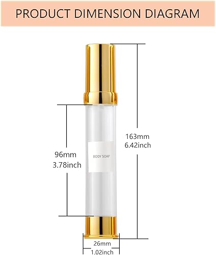 Miniatura 2 de Golden Airless - Botella de viaje con caja, botella de vacío cosmética recargable como jabón de manos, tóner, base, aceite para el cabello, loción y