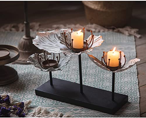 Praktiban 3 Candle Lotus Shaped Candle Holders, Decorative Metal Candelabra, Vintage Tabletop Candle Stand For Home Decor, Wedding, Parties Events #TOP6