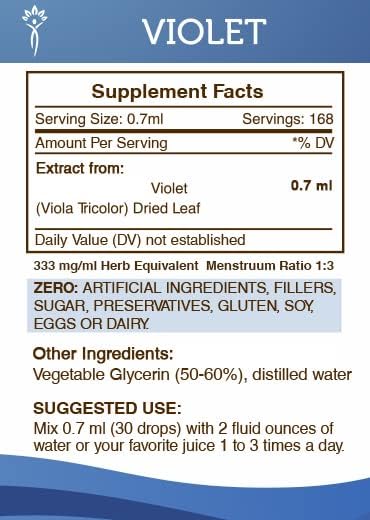 Miniatura 4 de Secrets of the Tribe Extracto sin alcohol de tintura violeta, hoja seca violeta (Viola Tricolor) (4 onzas líquidas)